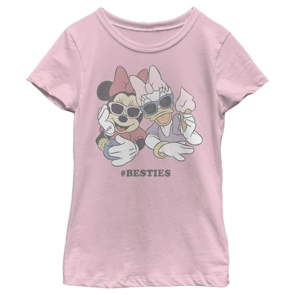 Girl's Mickey & Friends Minnie and Daisy Besties Graphic Tee Light Pink X Small