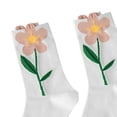 thumbnail image 3 of Women Crew Socks, Low Cut Cotton Socks,Breathable Floral Decorative Casual Funny Stretch Soft Summer Dress Socks White, 3 of 8