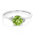 thumbnail image 2 of Gem Stone King Round Green Peridot White Diamond 0.89 Ct 10K White Gold Ring, 2 of 3