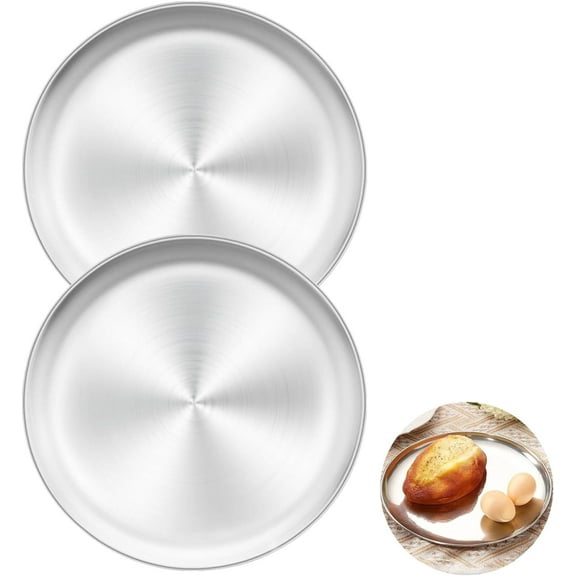 12-Inch Non Stick Pizza Pan - Round Stainless steel Non-Stick Pizza Baking Pan, Dishwasher Safe - 2pcs, Silver(Send Goods From Local Warehous)