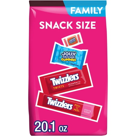 JOLLY RANCHER and TWIZZLERS Assorted Flavored Snack Size, Candy Family and Friends Pack, 20.1 oz