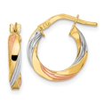 thumbnail image 1 of Quality Gold TF2099 14K Yellow & Rhodium with Rose & White Rhodium Polished Twisted Hoop Earrings, 1 of 1