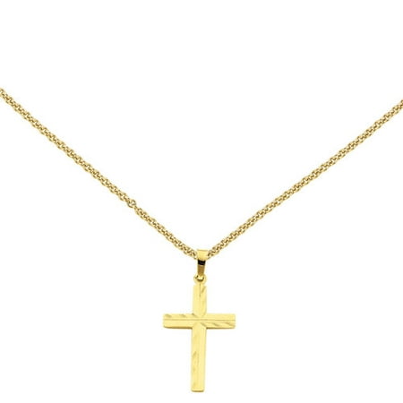 14kt Yellow Gold Diamond-cut Hollow Cross Pendant