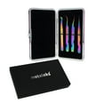 thumbnail image 3 of 4PCS - 12CM Multi Titanium Coated Eyelash Extension Tweezers With Pink Glitter Magnetic Kit - Made of Japanese Stainless Steel, 3 of 7