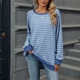 thumbnail image 2 of 2DXuixsh Chandails en Molleton Femmes Automne Hiver Contraste Col Rond Manches Longues Poche Chandail en Molleton T-Shirt Femmes Basique Léger Chandail Haut Bleu Ciel Taille TG, 2 of 7
