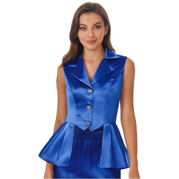 Xnihocha Womens Steampunk Victorian Jacket Tops Sleeveless Vest Tail Vamp Waterfall Waistcoat Royal Blue L