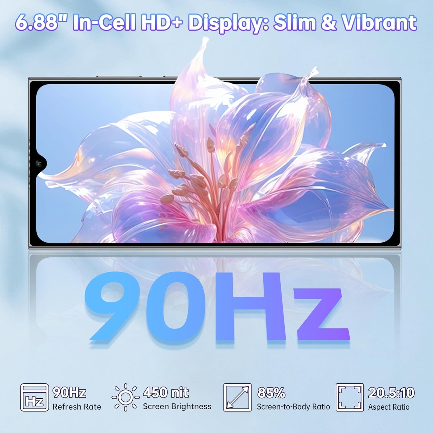OUKITEL C61 Pro パ―プル 8GB/256GB Oukitel C61 Pro 6.88-inch 5150mAh Battery 9.5mm Ultra-thin Body