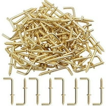 Jdesun Metal Screw in Hooks, 100pcs 3/4 Inch Right Angle Screw Hooks Square Bend Hooks Self-Tapping Scew Hook for Hanging, Gold
