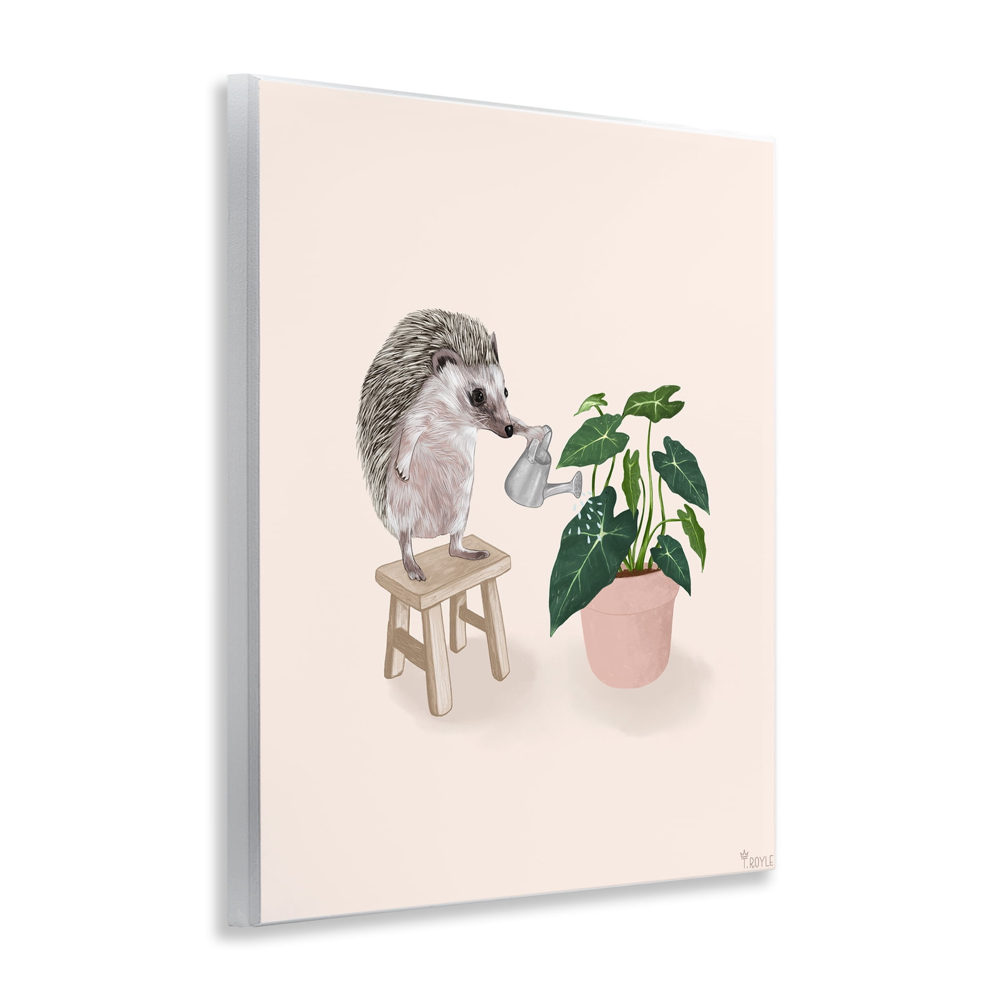 Stupell Industries Hedgehog Watering Plant Animals & Insects Painting Unframed Art Print Wall Art, 11 x 14