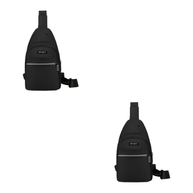 relayinert Hands Free No Burden Chest Bag Soft Polyster Large Capacity With Earphone Hole Easy To Carry black 2Set