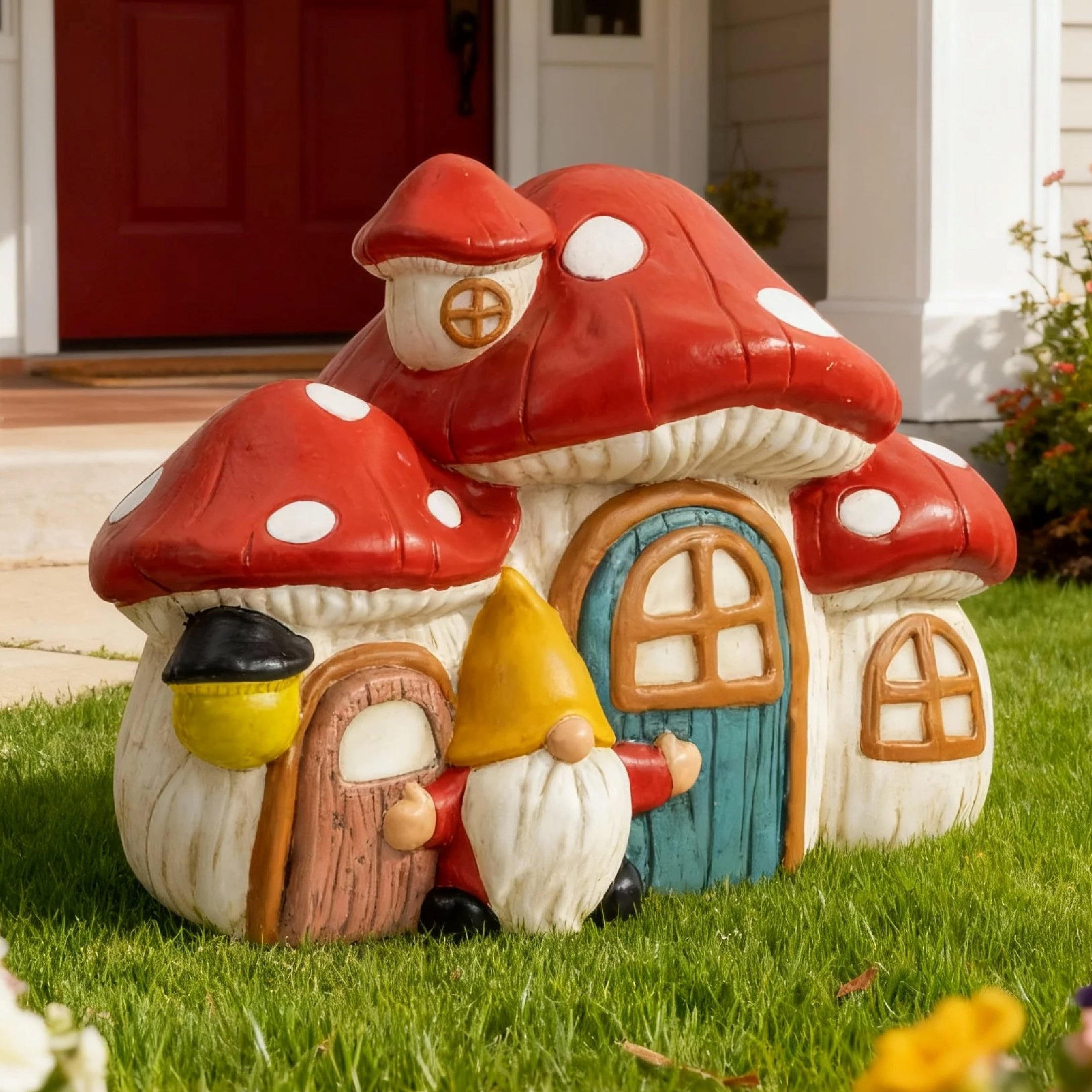 Mainstays Weather-Resistant Mushroom Village Outdoor Garden Statue