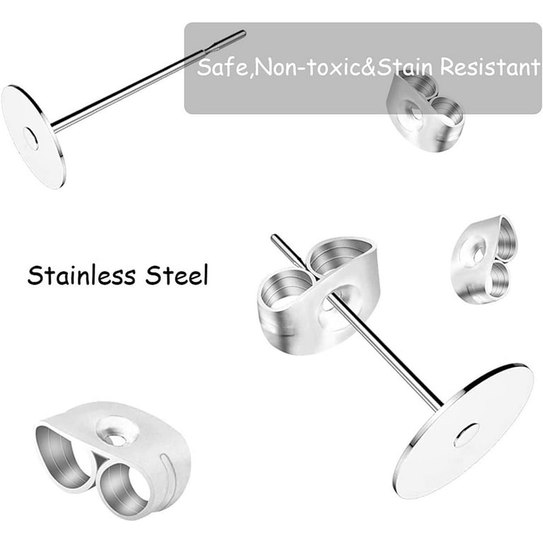 450PCS Earring Posts Stainless Steel Flat Pad,Hypoallergenic Stud