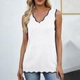 thumbnail image 2 of Admvng Womens Scallop Trim V-Neck Knit Tank Top Sleeveless Vest Casual Lightweight Camisole, 2 of 8