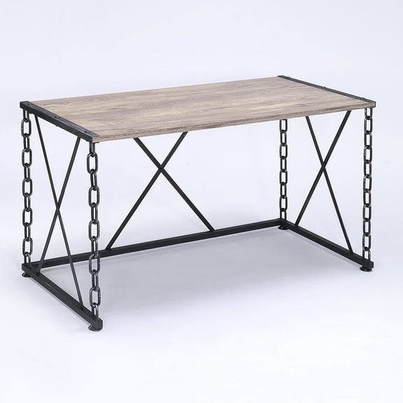 Rustic Oak Antique Black Desk - Ideal For Home Office Decor Rectangular With Veneer Furniture