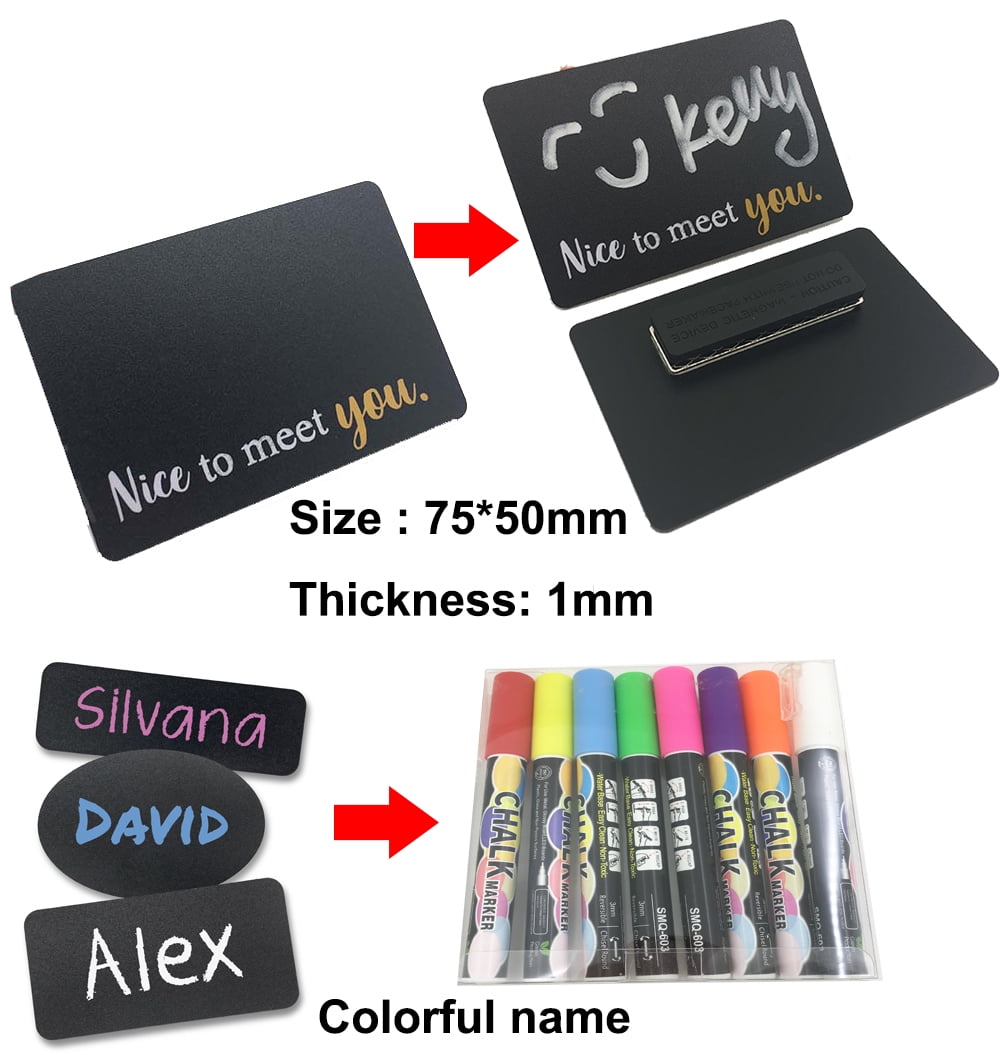 My Badge Design, 1" x 3" Chalkboard Name Badge Kit with Pin Back, 1 Qty