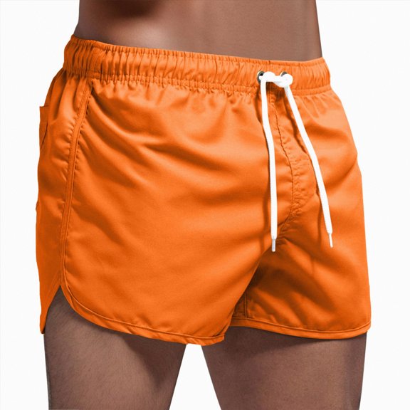 KPOPLK Mens 5" Swim Trunks with Compression Liner S-6XL Quick Dry Swimming Shorts Pockets Swimsuits(Orange,XL)