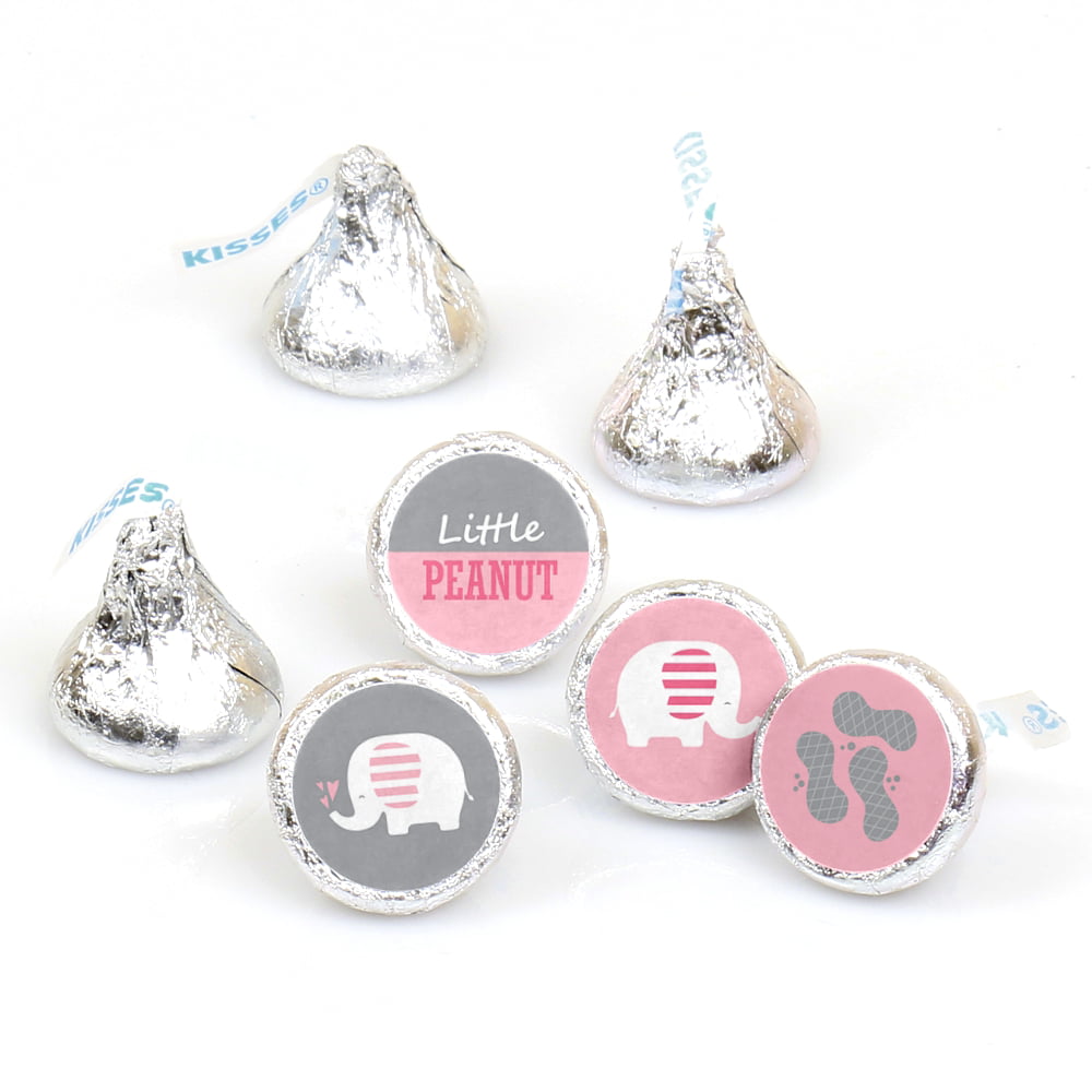 108 BABY GIRL FEET ELEPHANT BABY SHOWER HERSHEY KISS KISSES CANDY STICKERS *