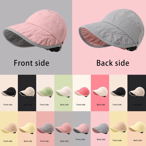 Beach Hats for Women Women Adjustable Double Side Visor Sun Hat Breathable Mask Compatible Black One Size