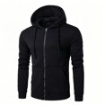 thumbnail image 4 of Men's Fall Winter 2 Piece Slim Fit Tracksuit Set, Full Zip Hoodie Sweatshirt & Drawstring Tapered Jogger Pants, Warm Athletic Workout Activewear Sweatsuit, 4 of 5