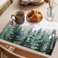 thumbnail image 3 of Green Christmas Tree Placemats Set of 4, Xmas Snowflake Forest Washable Wipeable Table Mats for Dining Tables, Indoor Outdoor Kitchen Place Mats for Holiday Party Table Decor, 3 of 9
