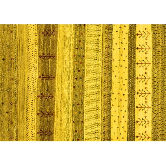 Ahgly Company Indoor Rectangle Abstract Yellow Contemporary Area Rugs, 7' x 10'