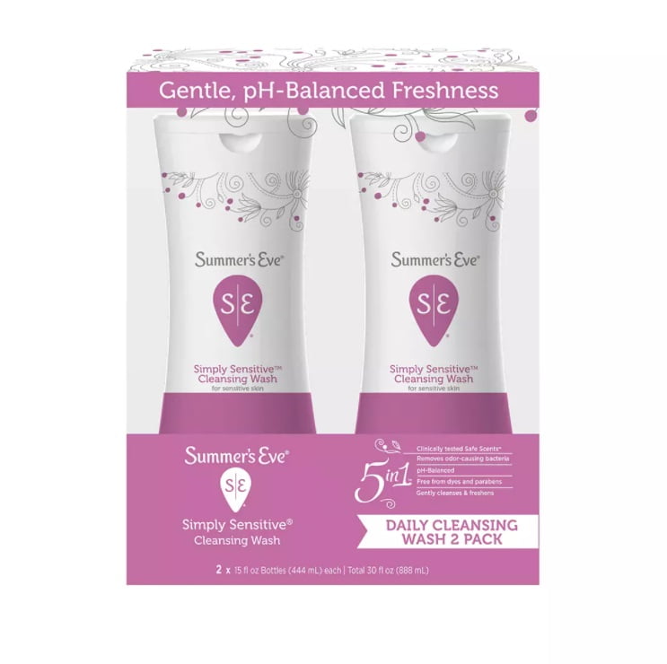 Summer's Eve Simply Sensitive Feminine Cleansing Wash, 2 pk
