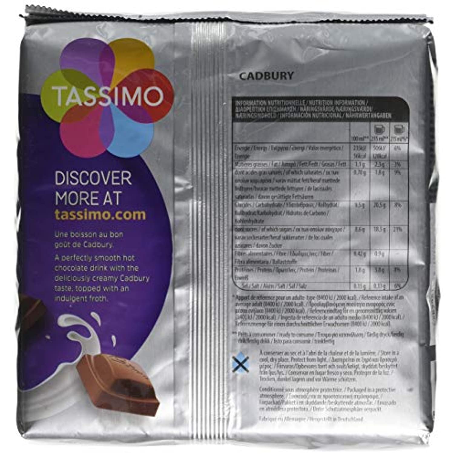 Tassimo Cadbury Hot Chocolate - 240g, 8 x 30g