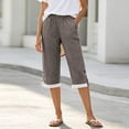 thumbnail image 5 of Noric Women's Cotton Striped Capri Pants Summer High Waisted Casual Cropped Trousers with Pockets, 5 of 7
