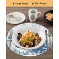 thumbnail image 3 of 15 Inch Round Placemats Set of 6, Christmas Coastal Non Slip Heat Insulation PP Table Mats, Blue Snowman Pine Tree Starfish Coral Washable Place Mats for Kitchen Dining Party Table Decor, 3 of 7