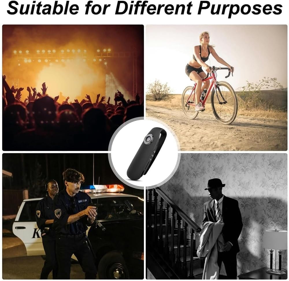 1080P Full HD Compact Mini Camera Security, Wearable Video Recording Body Worn Camera, Portable Camera with Night Vision and Smart Recor (Black)