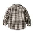 thumbnail image 3 of LIIPEE Boys Girls Shirt Long Sleeve Turndown Collar Button Plaid Shirt With Pockets Newborn Comfort Weekend Shirts,Coffee,2-3 Years, 3 of 3