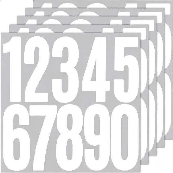 CCOCC 5 Sheets White Numbers 3 Inch, Adhesive Mailbox Numbers for Outside, Vinyl 0-9 Numbers Stickers, Waterproof Numbers Stickers for Mailbox Signs Doors Address