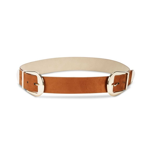 INC International Concepts Clean Double-Buckle Belt, Cognac, Small