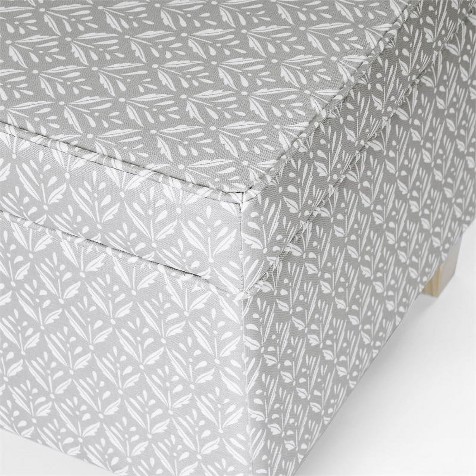 HomePop Square Storage Ottoman, Light Gray Print