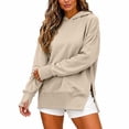 thumbnail image 5 of Enjoytime Hoodies for Women Long Sleeve Solid Color Side Slit Sweatshirt Fall Winter Soft Casual Pullover Hoodie, 5 of 6