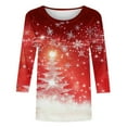 thumbnail image 4 of Gamivast Christmas Clothes for Women Plus Size Crew Neck Santa Claus Graphic Tees Casual 3/4 Sleeve T Shirts Cute Holiday Xmas Trees Tops Fashion Trendy Party Blouses, 4 of 6