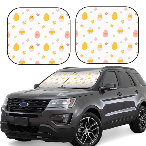 Fotbe Funny Chicken Juego de 2 Piezas de Parasoles para Parabrisas | Bloqueador Solar para Auto | Accesorios Plegables para Protección Solar Interior-Medium