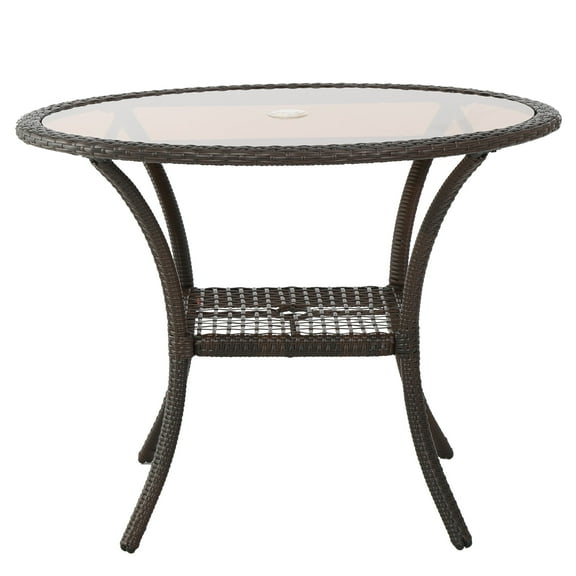 Radley Outdoor Wicker Glass Table, Grey