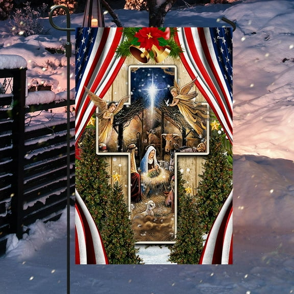 FLAGWIX Christmas Garden Flag - Jesus Christ Is Born. Nativity Of Jesus. Christmas American Flag THH3568F