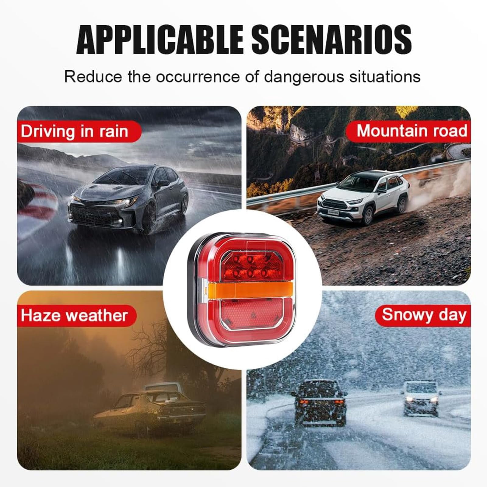 Trendfetchus Wireless Tail Lights, Car LED Trailer Lights, Wireless Magnetic Taillights, Magnetic Tail Lights for Trailers, Bluetooth Trailers Lights, 2-in-1 Warning/Lighting