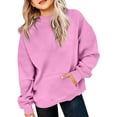 thumbnail image 6 of GobdXE Solid Girls Neck Long Sleeve Sweatshirt Kids Front Kangaroo Pocket Loose Casual Pullover Fashion Daily Top, 6 of 8