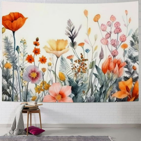 Creowell  Floral Tapestry, Flower Tapestry Wall Hanging Plant Tapestry, Colorful Wildflower Nature Wall Tapestry Botanical Herbs Vintage Tapestry for Bedroom Living Room Dorm 40x30inch
