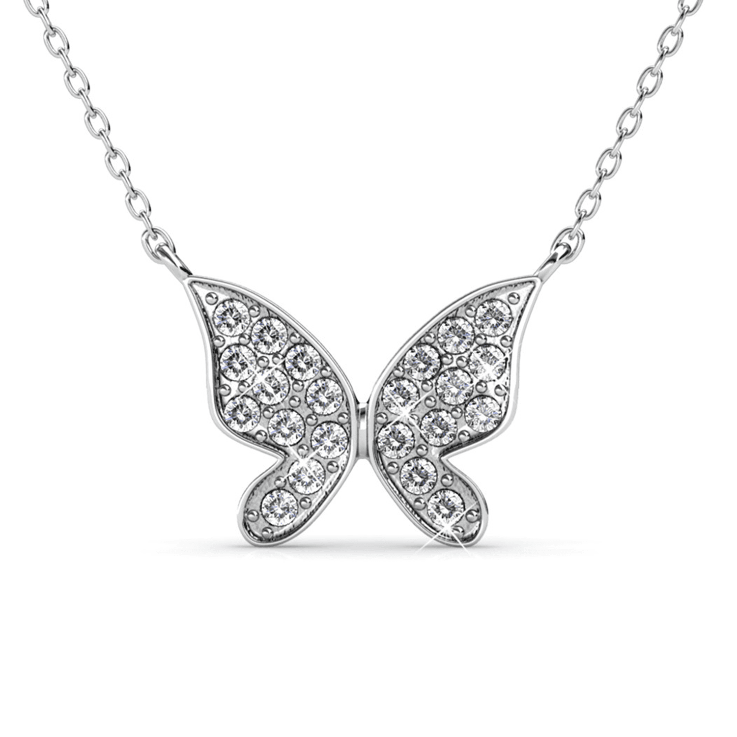 Cate & Chloe Yuenen 18k White Gold Plated Butterfly Jewelry Set with Swarovski Crystals for Women