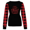 thumbnail image 3 of Christmas Graphic Tee Shirt for Women Plaid Long Sleeve Crewneck T-Shirt Merry Christmas Print Holiday Gift Tops, 3 of 4