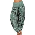 thumbnail image 4 of Plus-Size Comfortable Boho Yoga Long Pants Women's Plus-Size Print Pleated High-Waisted Travel Casual Pants, 4 of 7