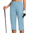 thumbnail image 3 of Yubnlvae Women's High-Waist Crop Work Pants for Summer Casual & Yoga Fashionable Elastic Waist Slacks with Side Slits for Women (Sky Blue | M), 3 of 6