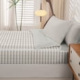 thumbnail image 5 of Manfei Rustic Grid Zipper Twin Comforter Sets with Fitted Sheet and 2 Pillowcases,Modern Check Zipper Bedding Set,Cream White,Light Gray Reversible,4pcs, 5 of 8