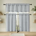 thumbnail image 4 of OVZME Judy Grey Kitchen Valance Curtain, Light Filtering Thick Textured Short Curtain with Dual Rod Pocket for Bathroom & Basement Windows, 1 Panel 60 x 22 Inches, 4 of 7