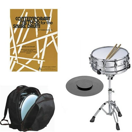 Band Directors Choice Complete Student Snare Drum Kit w/Stand, Backpack Carry Bag, Drum Practice Pad & Sticks & Contemporary Method for Snare Drum