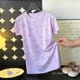 thumbnail image 2 of Girls' Dresses Summer Cartoon Sleep Dress Round Neck Lace Trim Girls Dress Purple 6-7 Years, 2 of 4
